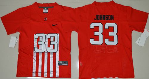 Buckeyes #33 Pete Johnson Red Alternate Elite Stitched Youth NCAA Jersey - Click Image to Close